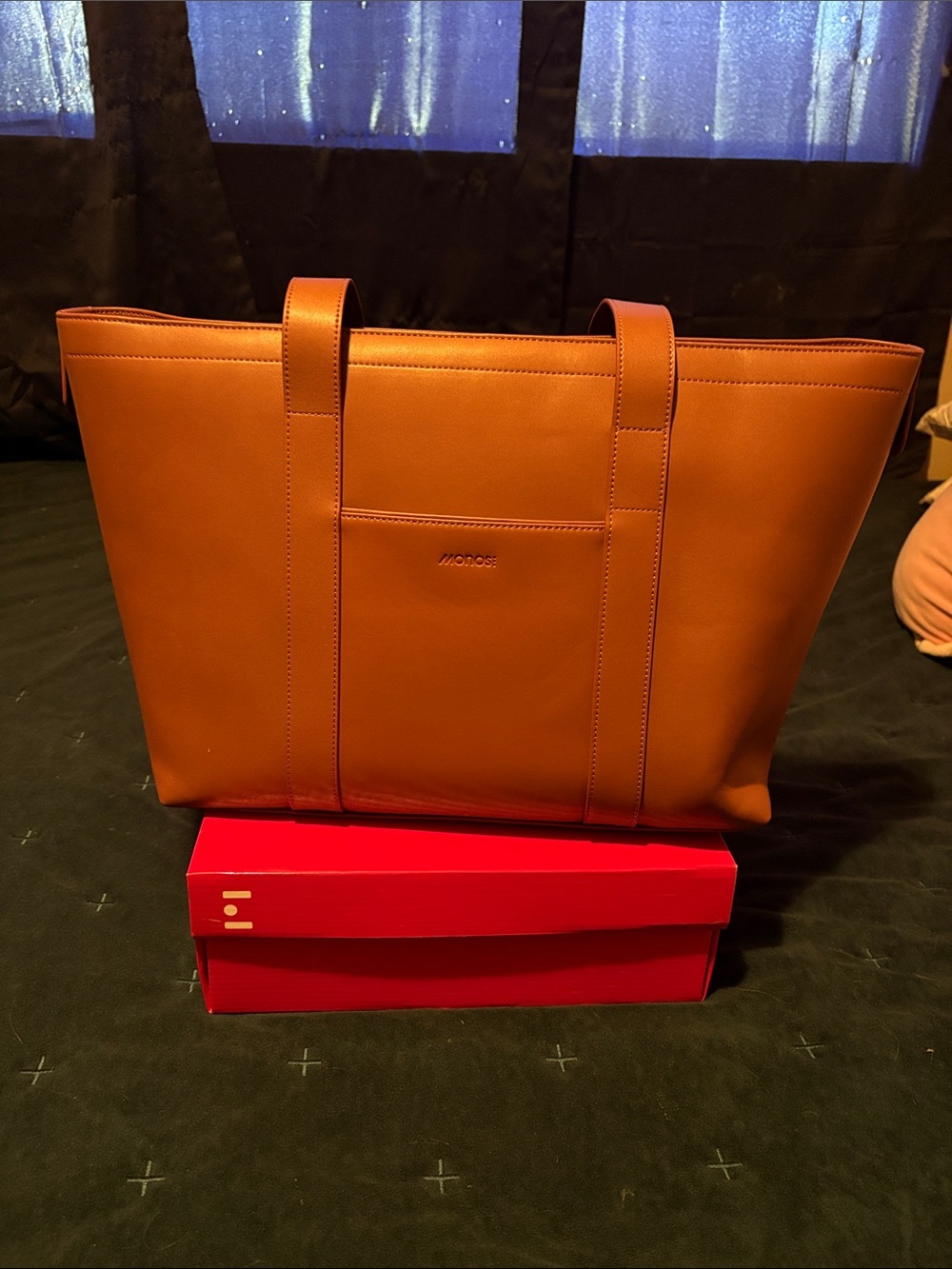 Monos Leather Tote Bag in Cognac Brown